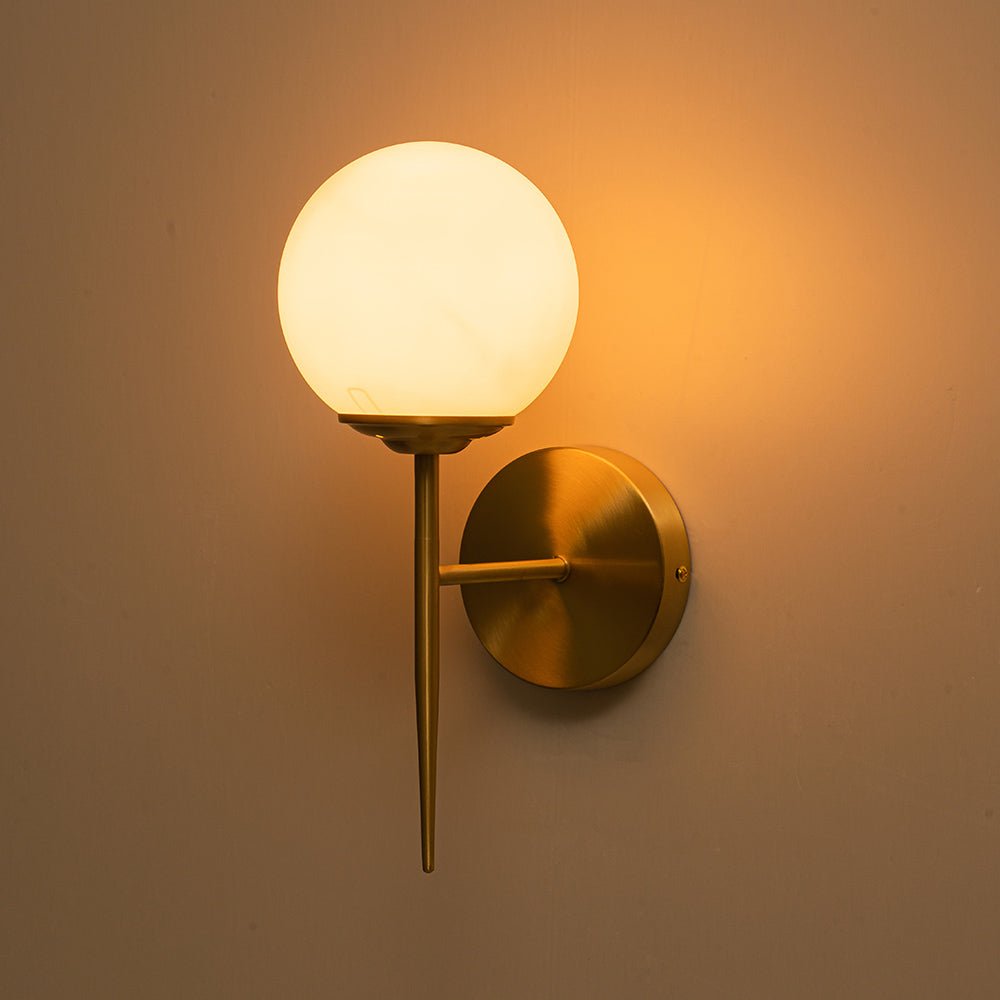 Aether Mid-Century Minimalist Brass Glass Wall Sconce