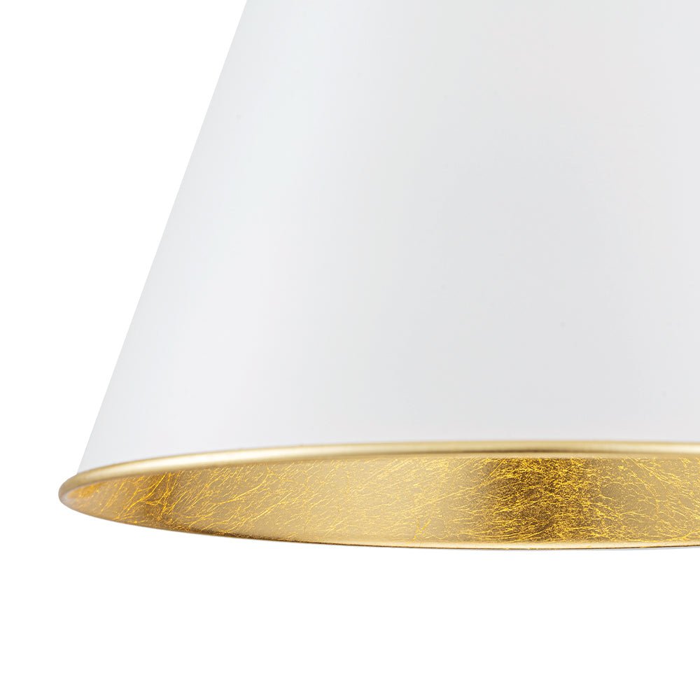 Ildvuvux Mid-Century Conical White Gold Metal Pendant Light
