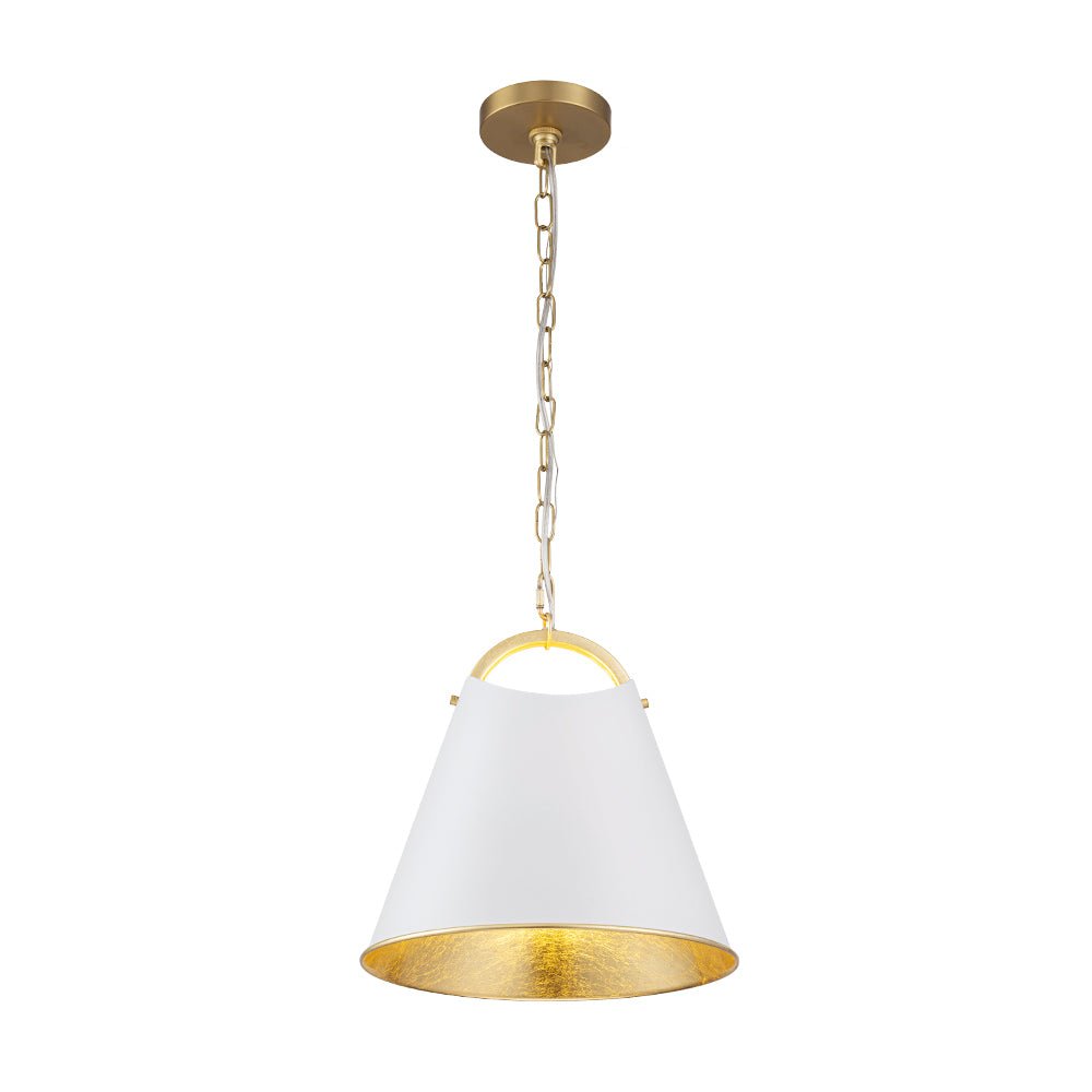 Ildvuvux Mid-Century Conical White Gold Metal Pendant Light