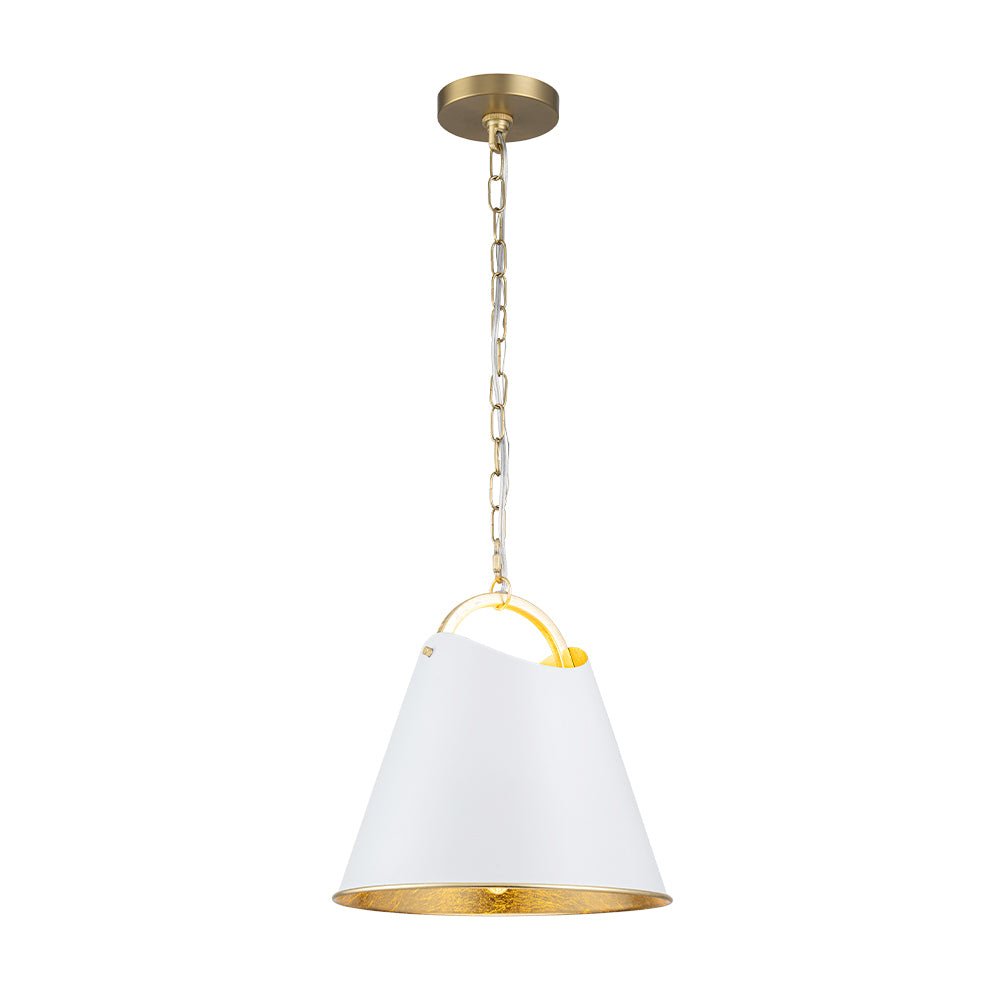 Ildvuvux Mid-Century Conical White Gold Metal Pendant Light