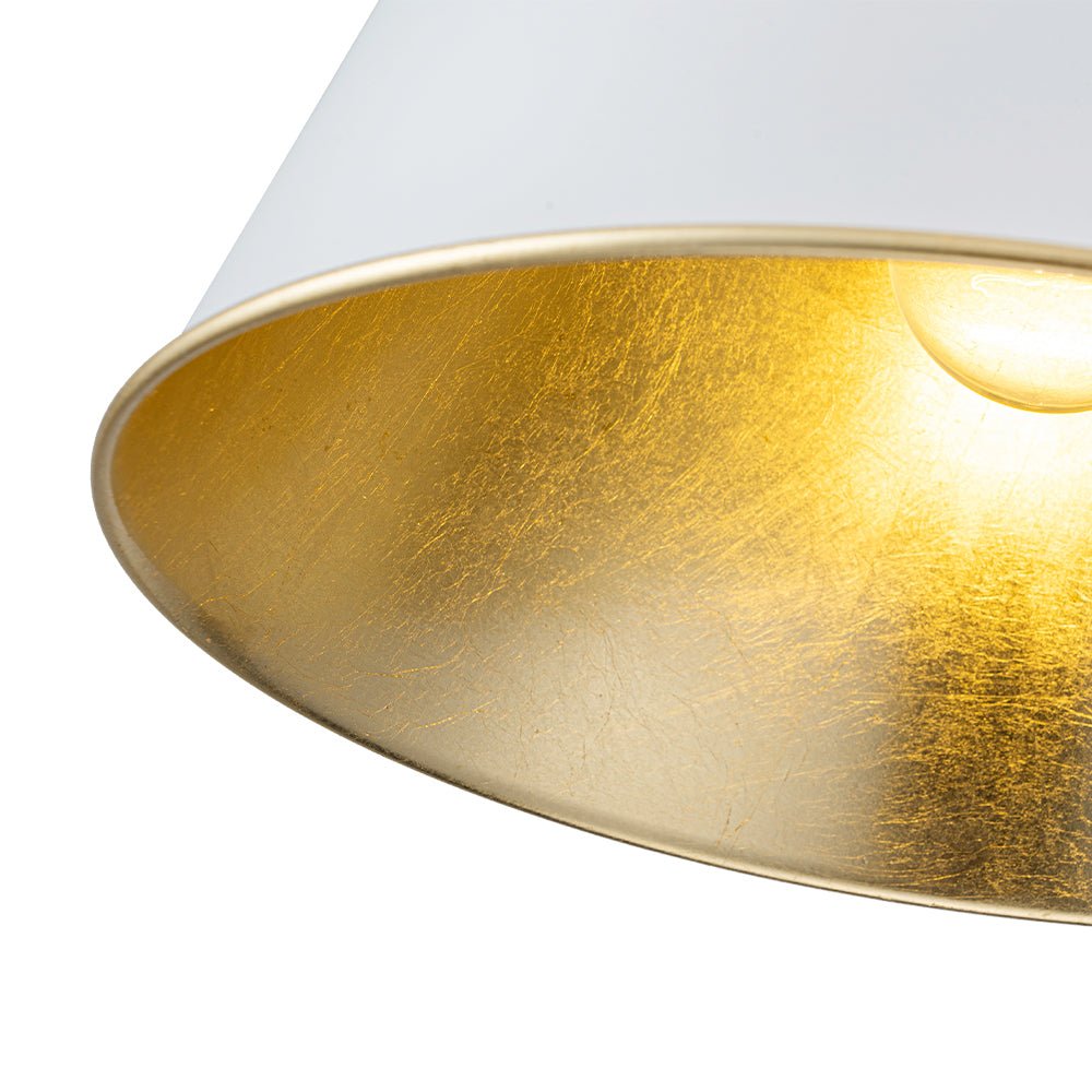 Ildvuvux Mid-Century Conical White Gold Metal Pendant Light