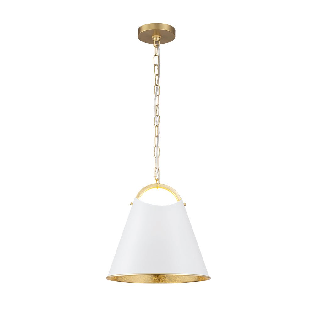 Ildvuvux Mid-Century Conical White Gold Metal Pendant Light