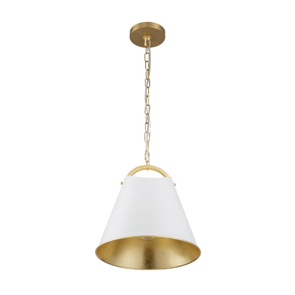 Ildvuvux Mid-Century Conical White Gold Metal Pendant Light