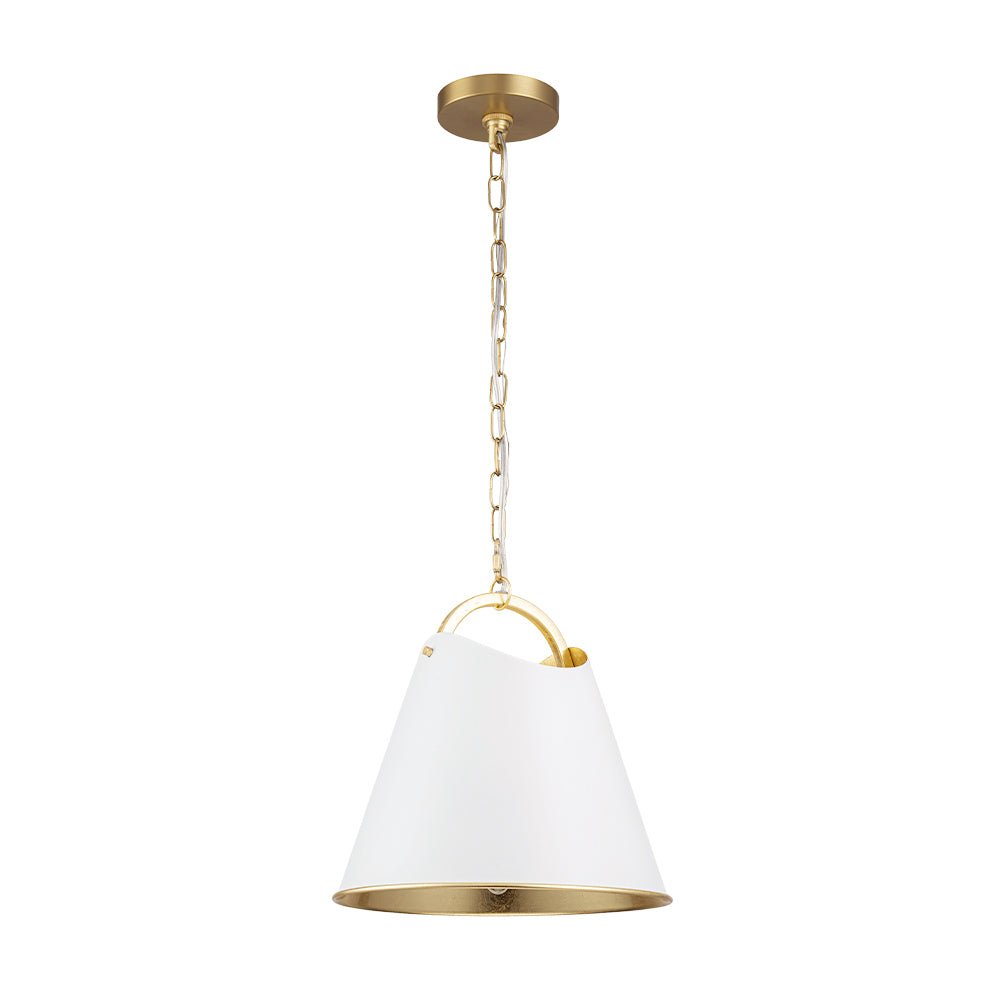 Ildvuvux Mid-Century Conical White Gold Metal Pendant Light
