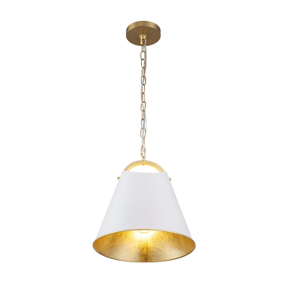 Ildvuvux Mid-Century Conical White Gold Metal Pendant Light