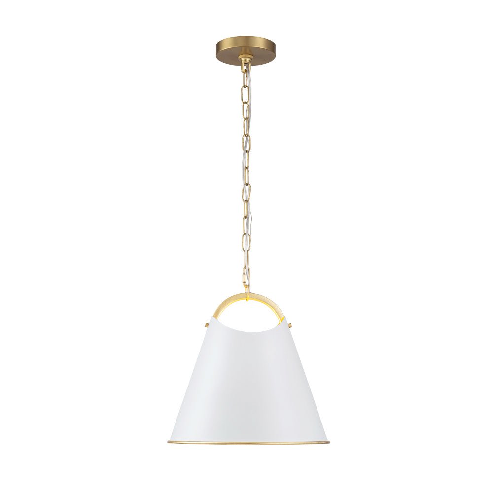 Ildvuvux Mid-Century Conical White Gold Metal Pendant Light