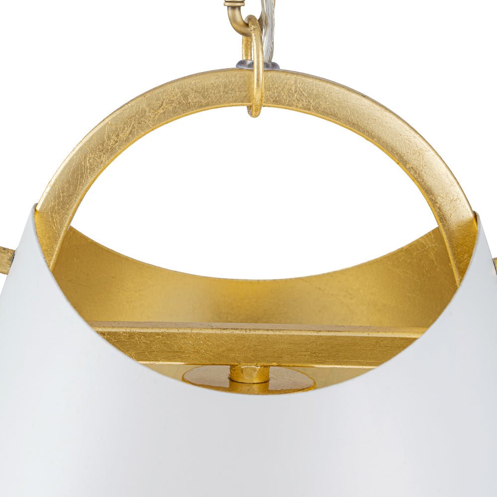 Ildvuvux Mid-Century Conical White Gold Metal Pendant Light