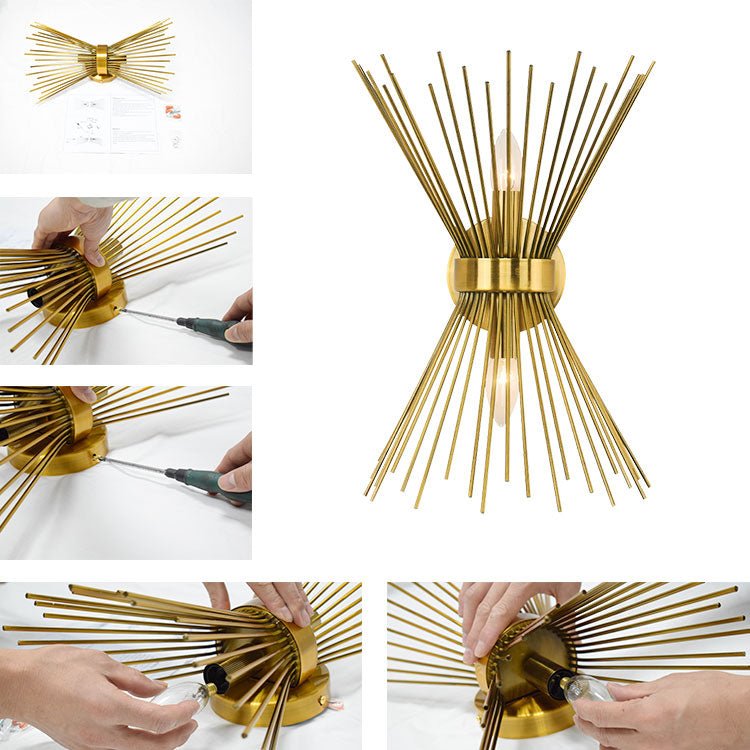 Jarnbrulx Mid Century Sunburst Metal Wall Sconce