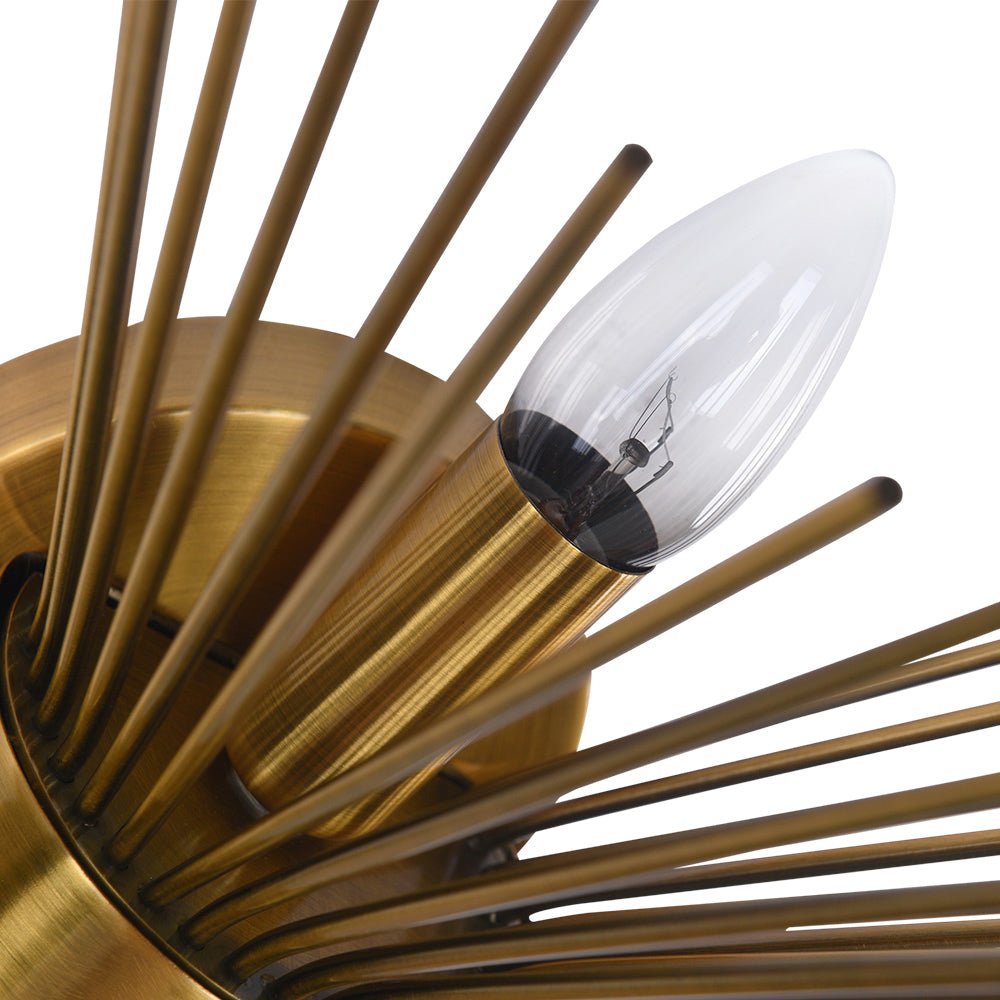 Jarnbrulx Mid Century Sunburst Metal Wall Sconce