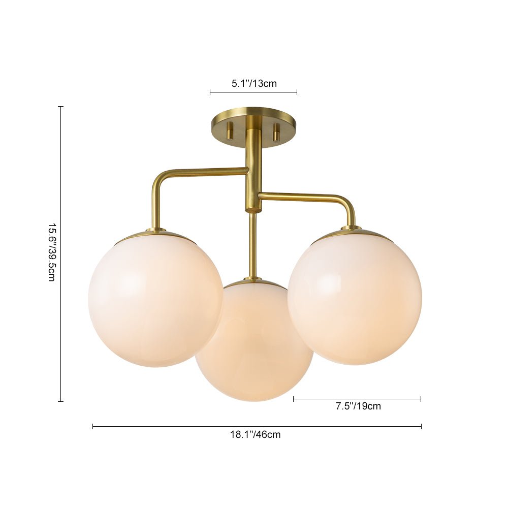 Nordan Mid-Century Sputnik Opal Glass Ceiling Light
