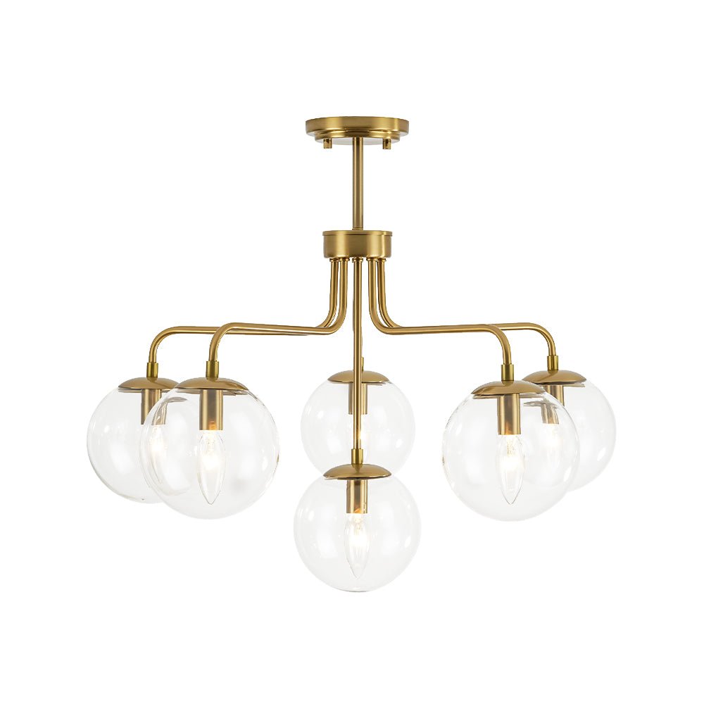 Aevuvix Mid-Century Bubble Sputnik Glass Semi Flush Chandelier - Lamp Copper