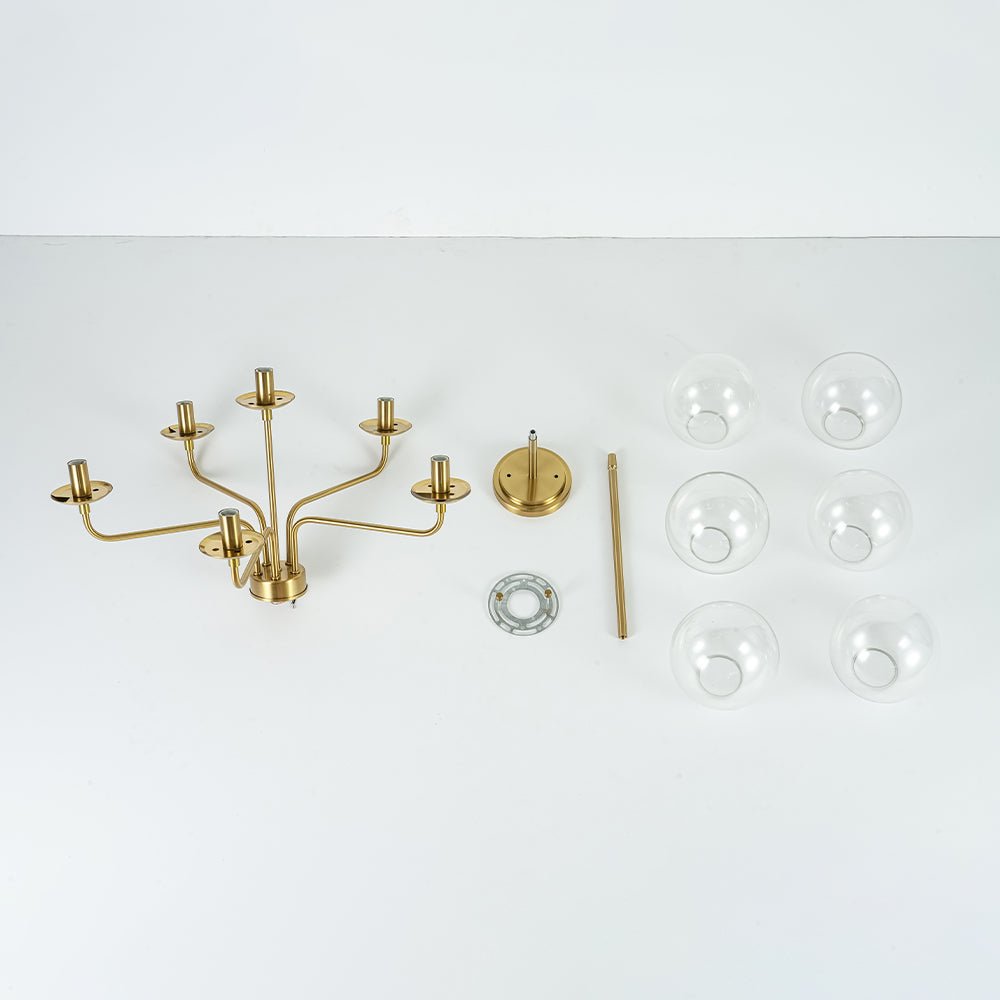 Aevuvix Mid-Century Bubble Sputnik Glass Semi Flush Chandelier - Lamp Copper