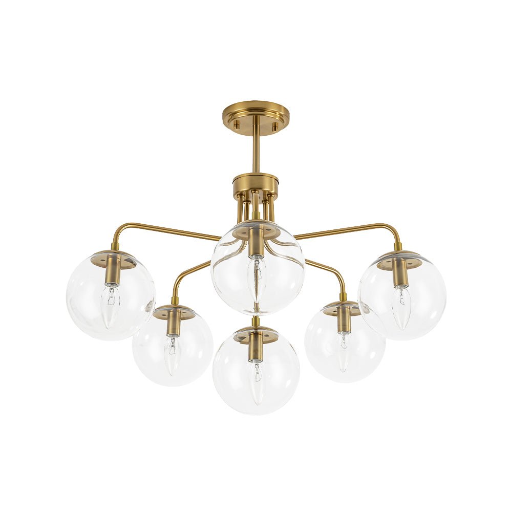 Aevuvix Mid-Century Bubble Sputnik Glass Semi Flush Chandelier - Lamp Copper