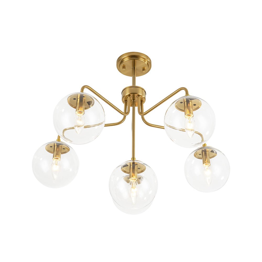 Aevuvix Mid-Century Bubble Sputnik Glass Semi Flush Chandelier - Lamp Copper