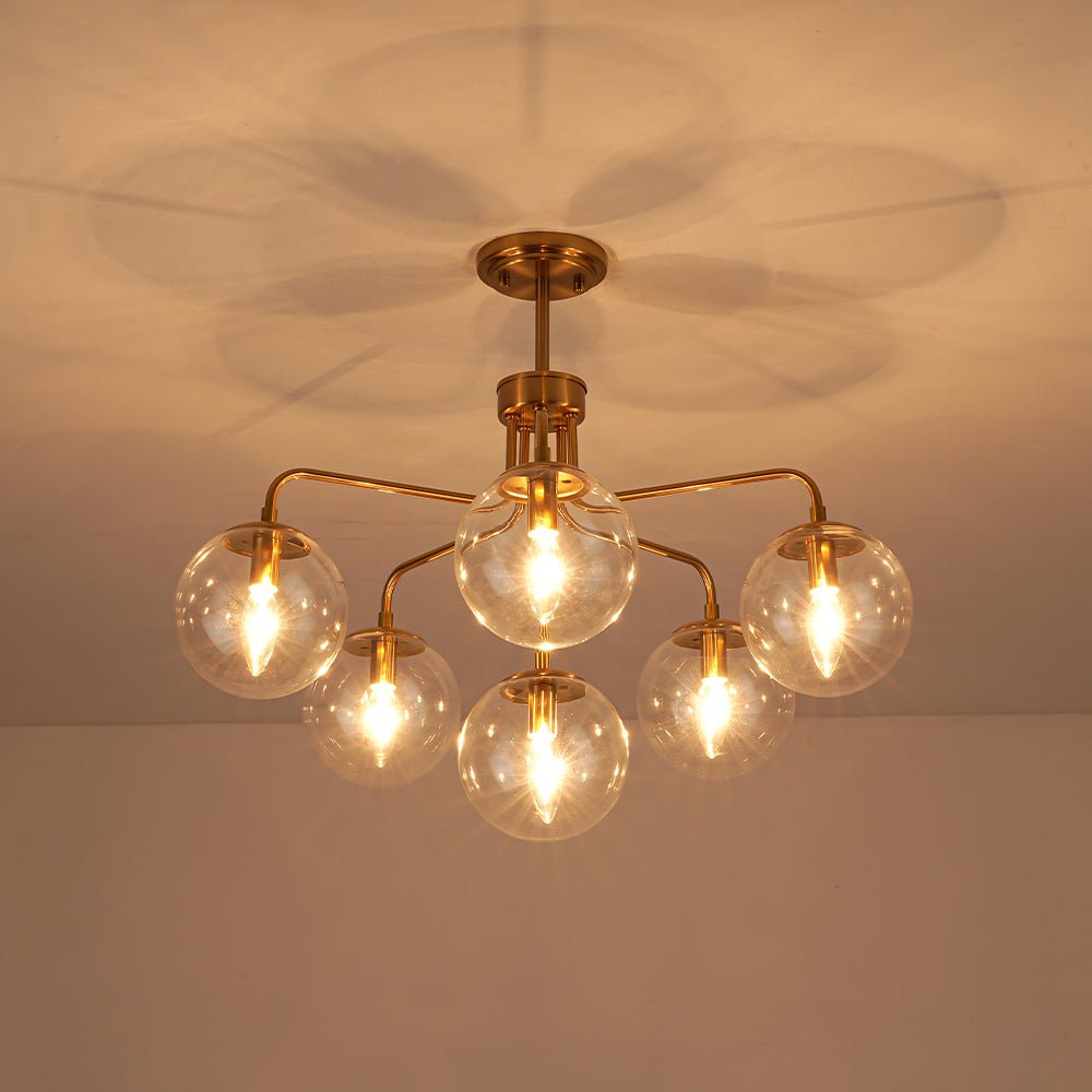 Aevuvix Mid-Century Bubble Sputnik Glass Semi Flush Chandelier - Lamp Copper