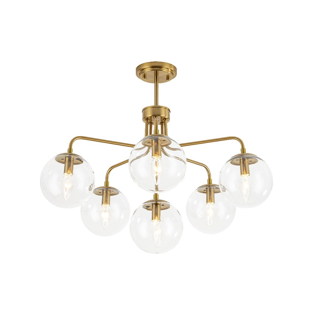 Aevuvix Mid-Century Bubble Sputnik Glass Semi Flush Chandelier - Lamp Copper