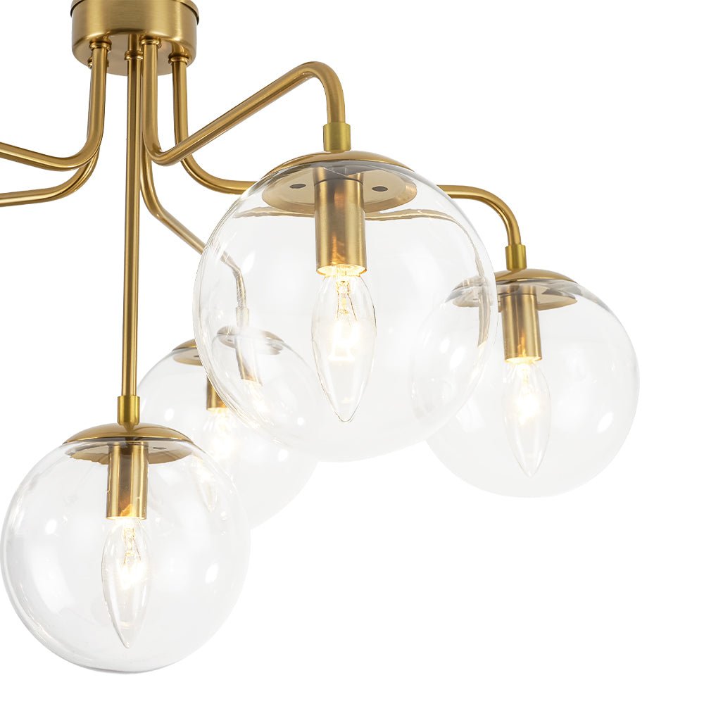 Aevuvix Mid-Century Bubble Sputnik Glass Semi Flush Chandelier - Lamp Copper