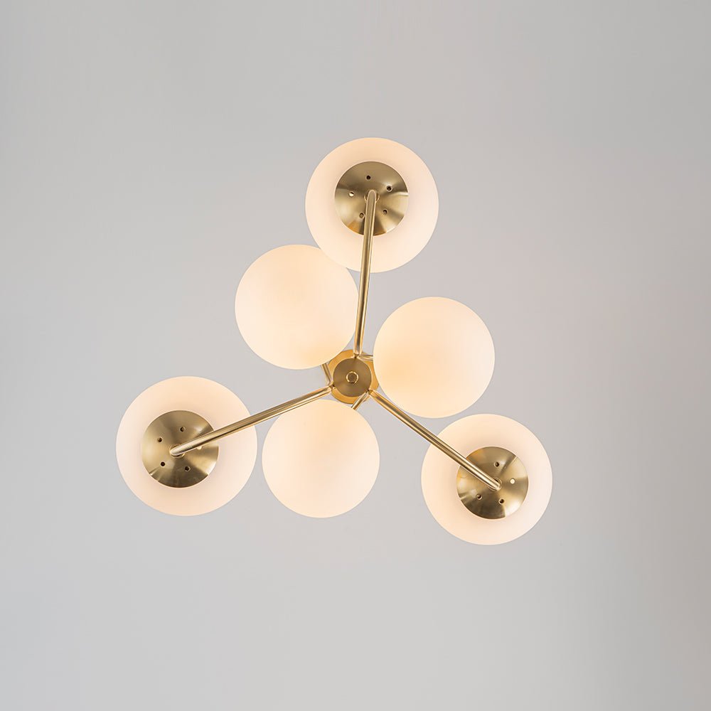 Rauduvyr Mid-Century Goose Arm Tiered Opal Glass Chandelier
