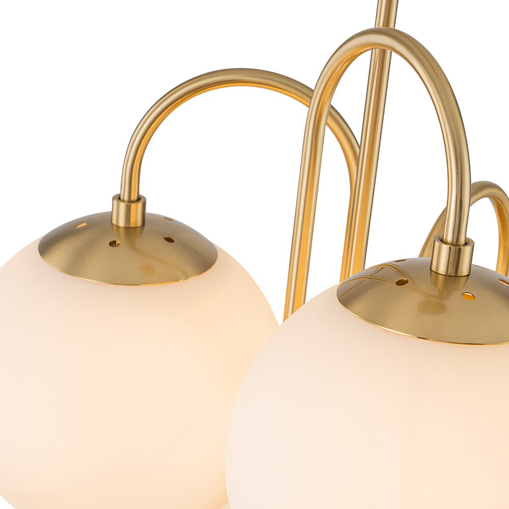 Rauduvyr Mid-Century Goose Arm Tiered Opal Glass Chandelier