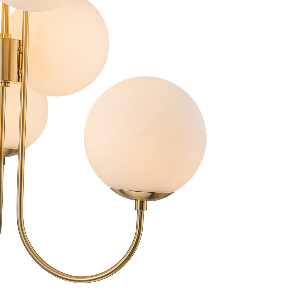 Rauduvyr Mid-Century Goose Arm Tiered Opal Glass Chandelier