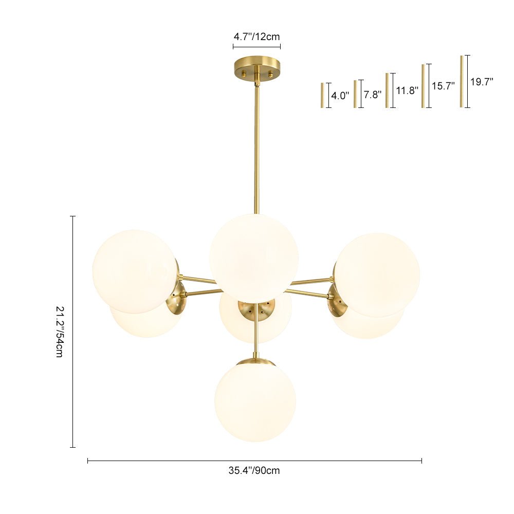 Xenuvia Mid-Century Sputnik Opal Glass Globe Chandelier
