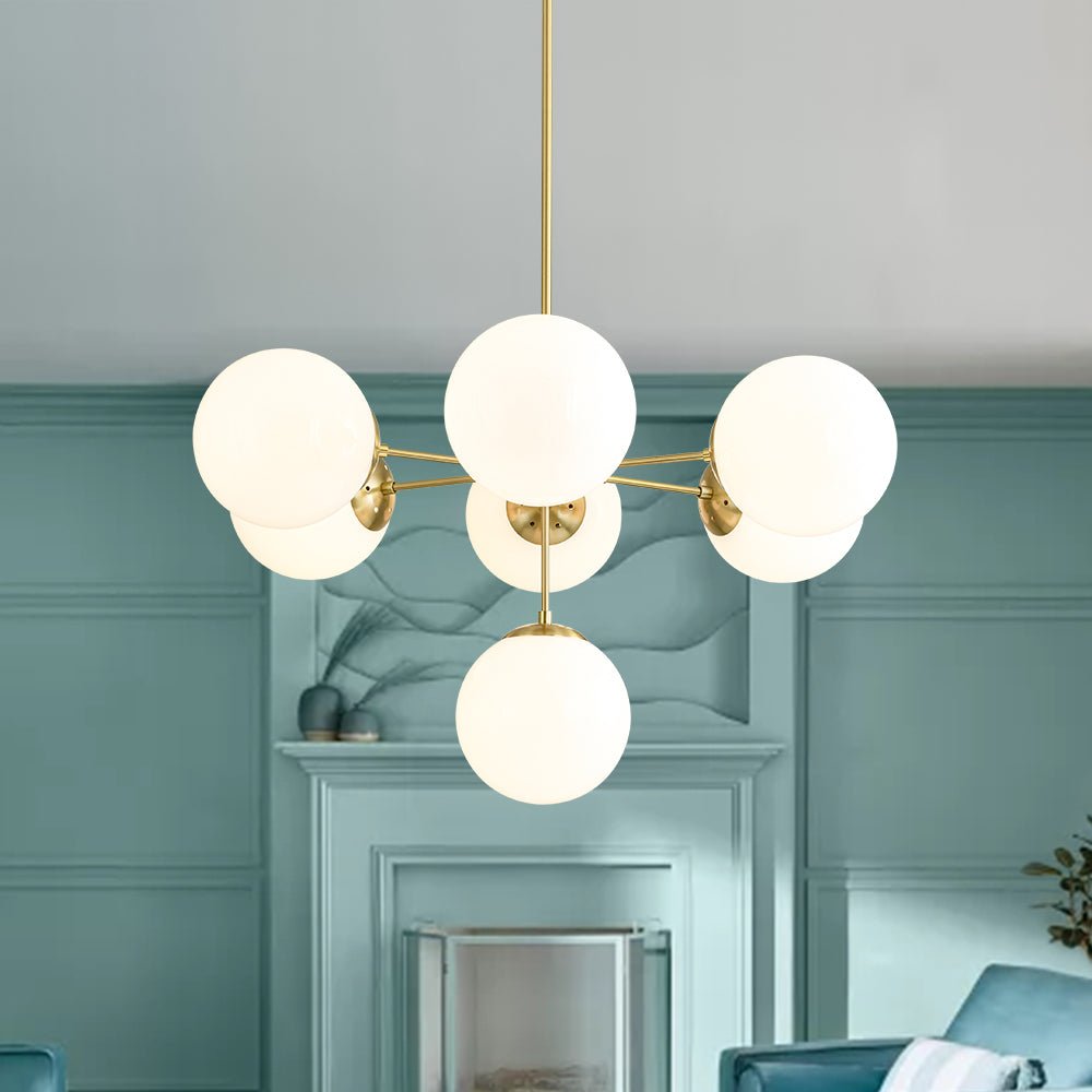 Xenuvia Mid-Century Sputnik Opal Glass Globe Chandelier
