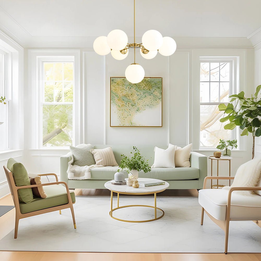 Xenuvia Mid-Century Sputnik Opal Glass Globe Chandelier