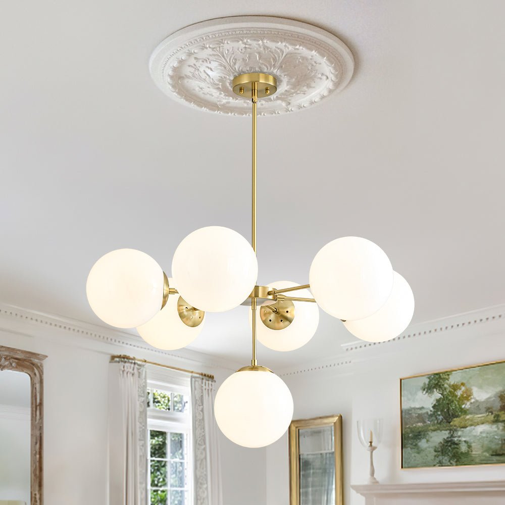 Xenuvia Mid-Century Sputnik Opal Glass Globe Chandelier
