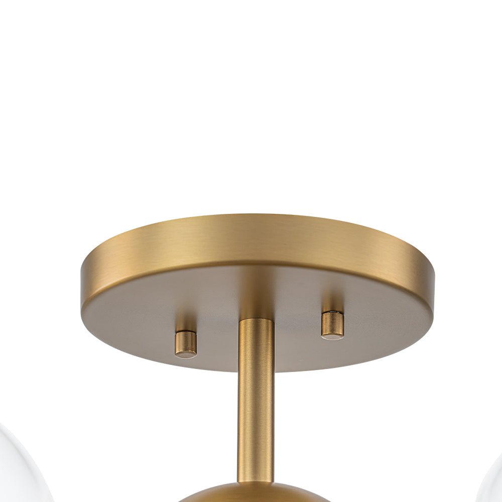 Tinduvyx Mid-Century Bubble Tiered Brass Glass Semi Flush Chandelier