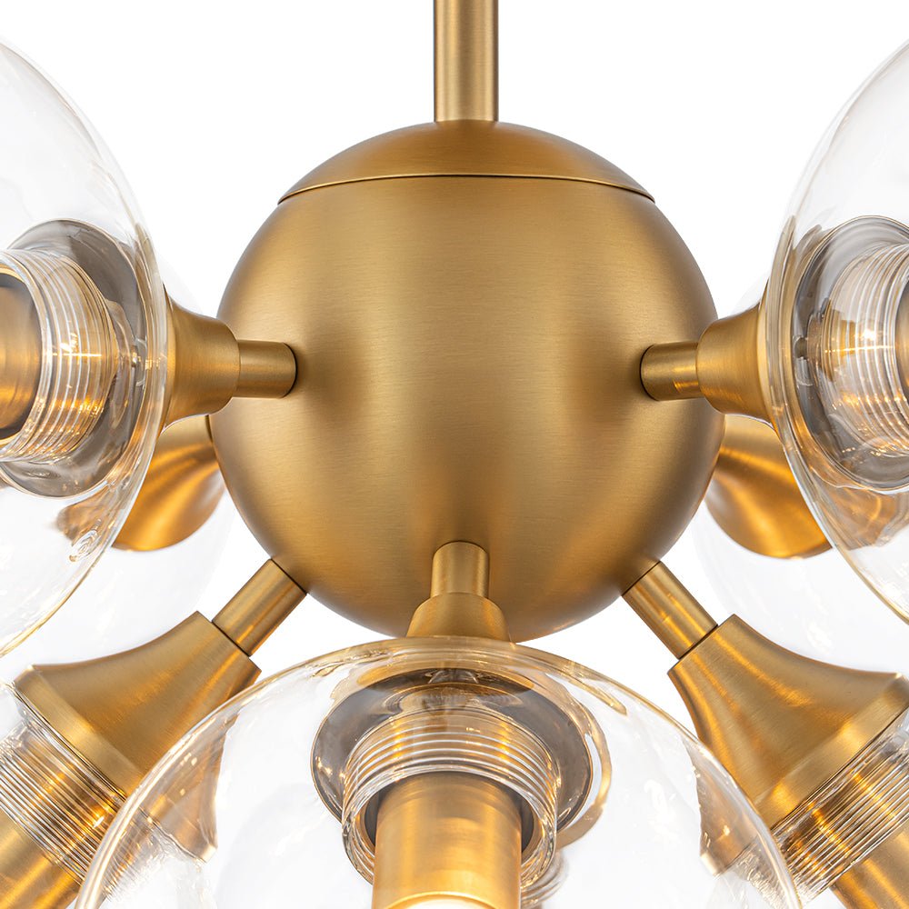 Tinduvyx Mid-Century Bubble Tiered Brass Glass Semi Flush Chandelier