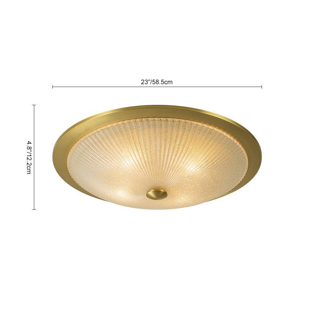 Sifuvox Mid-Century Ribbed Textured Scalloped Glass Flush Mount Ceiling Light