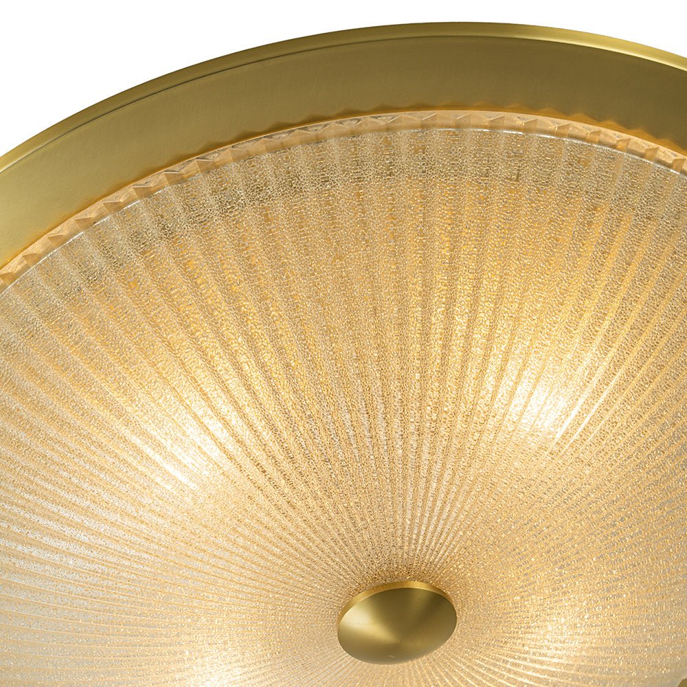 Sifuvox Mid-Century Ribbed Textured Scalloped Glass Flush Mount Ceiling Light