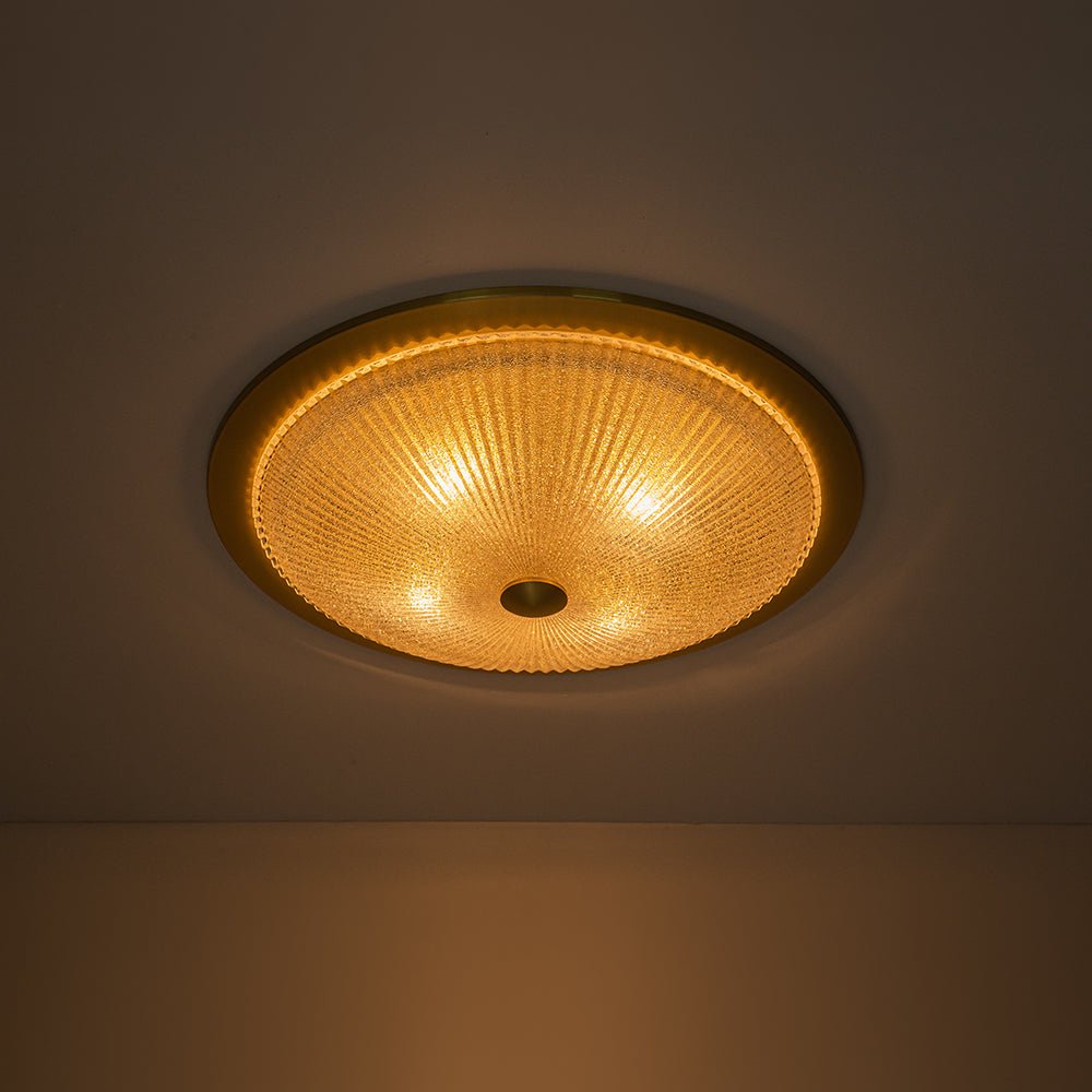Sifuvox Mid-Century Ribbed Textured Scalloped Glass Flush Mount Ceiling Light
