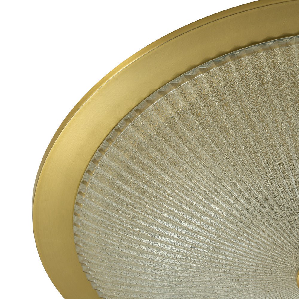 Sifuvox Mid-Century Ribbed Textured Scalloped Glass Flush Mount Ceiling Light