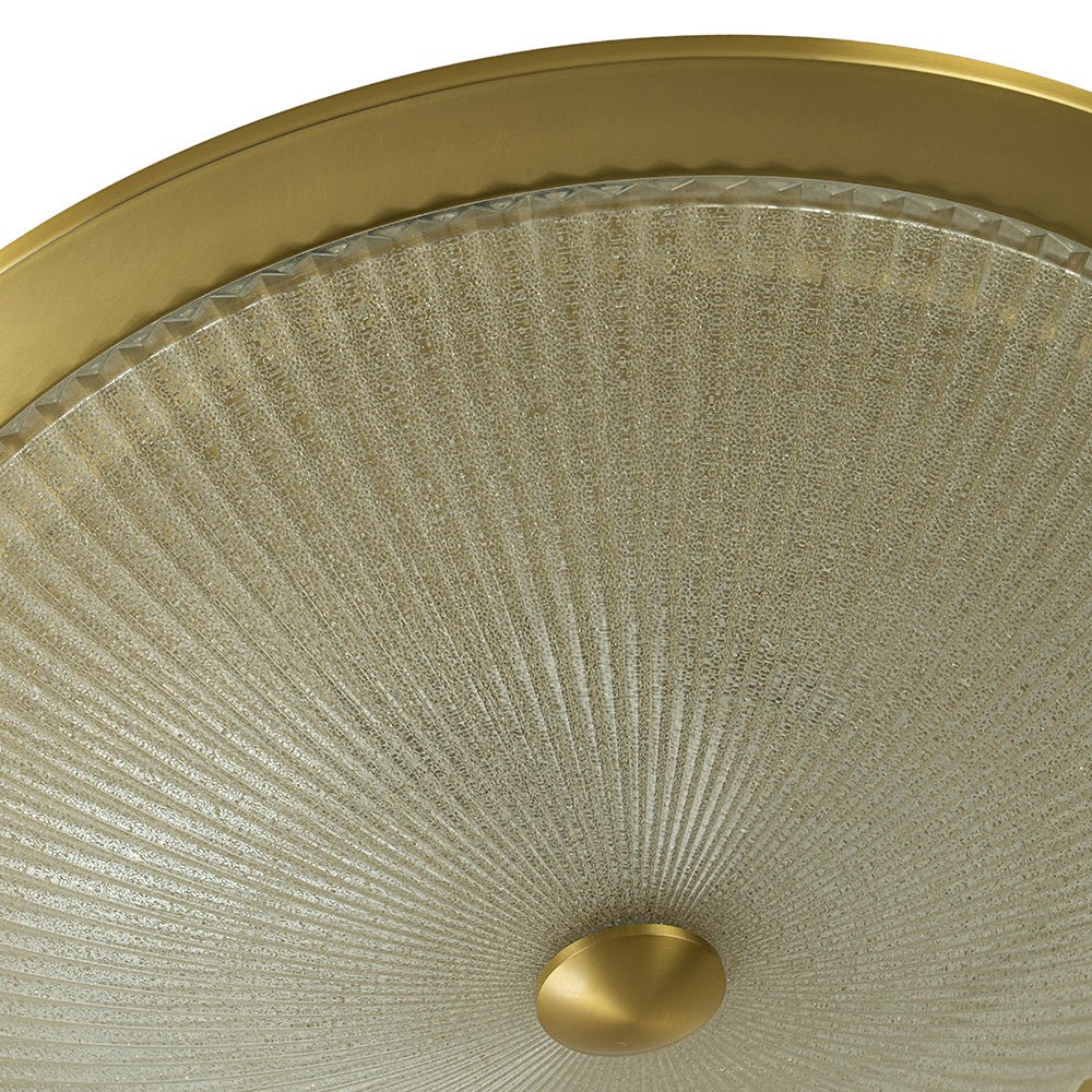 Sifuvox Mid-Century Ribbed Textured Scalloped Glass Flush Mount Ceiling Light