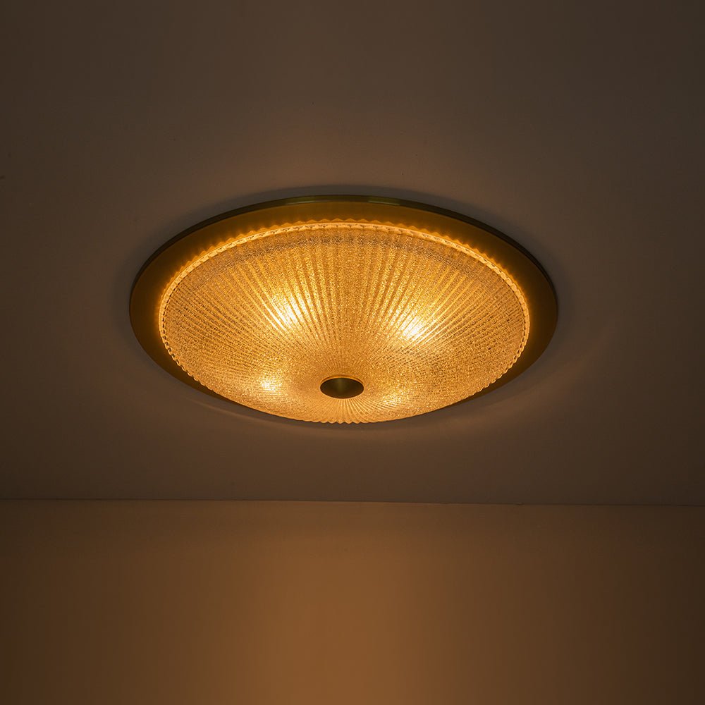 Sifuvox Mid-Century Ribbed Textured Scalloped Glass Flush Mount Ceiling Light