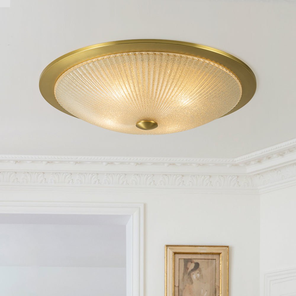 Sifuvox Mid-Century Ribbed Textured Scalloped Glass Flush Mount Ceiling Light