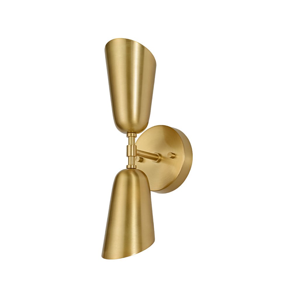 Caeluvum Mid-Century Brushed Dual Cone Metal Wall Lamp