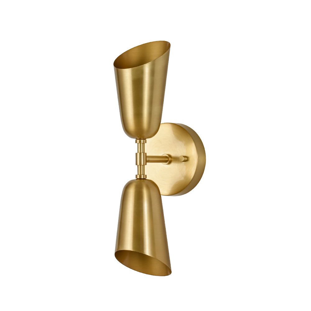 Caeluvum Mid-Century Brushed Dual Cone Metal Wall Lamp
