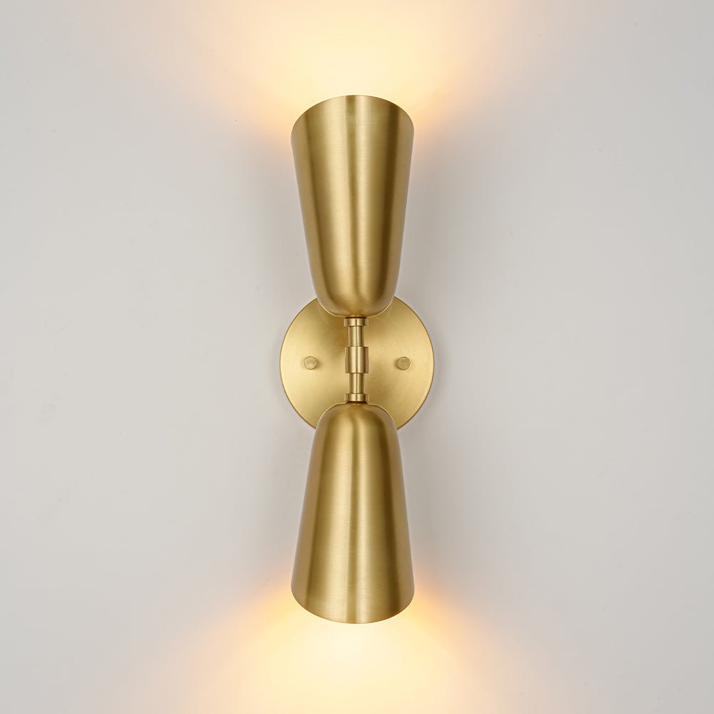 Caeluvum Mid-Century Brushed Dual Cone Metal Wall Lamp