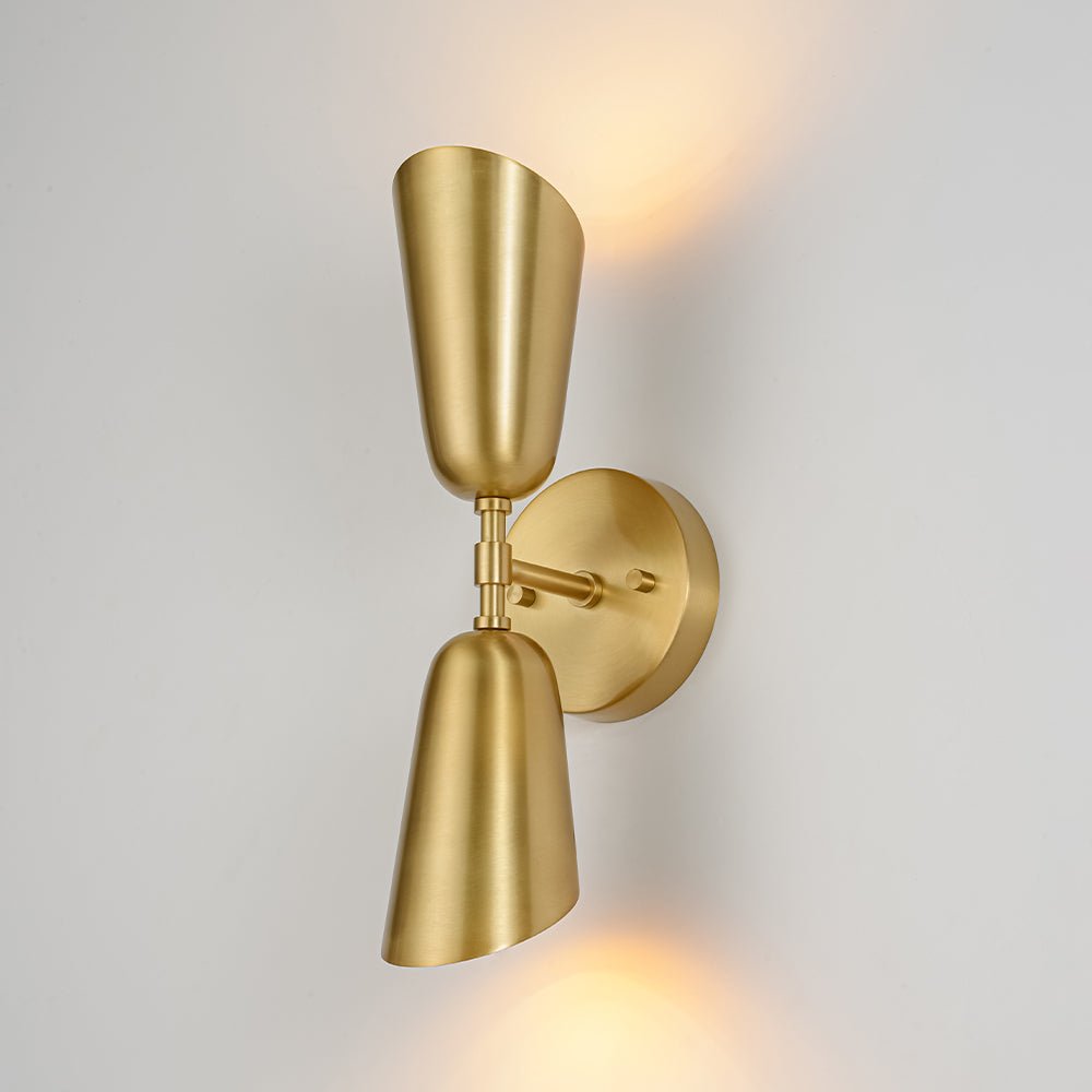 Caeluvum Mid-Century Brushed Dual Cone Metal Wall Lamp