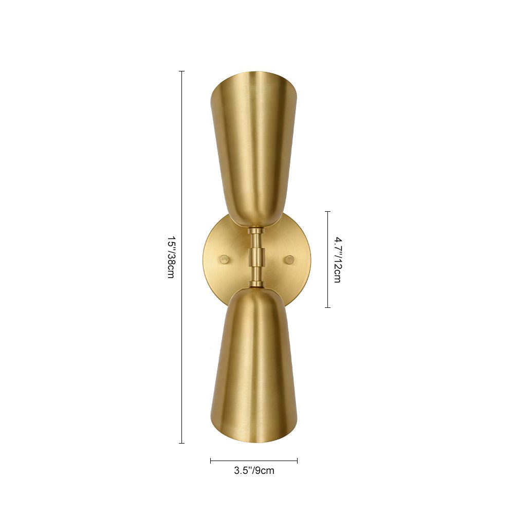 Caeluvum Mid-Century Brushed Dual Cone Metal Wall Lamp