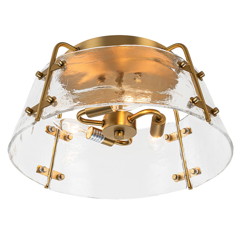 Ornuvo Mid-Century Clear Textured Glass Flush Mount Light