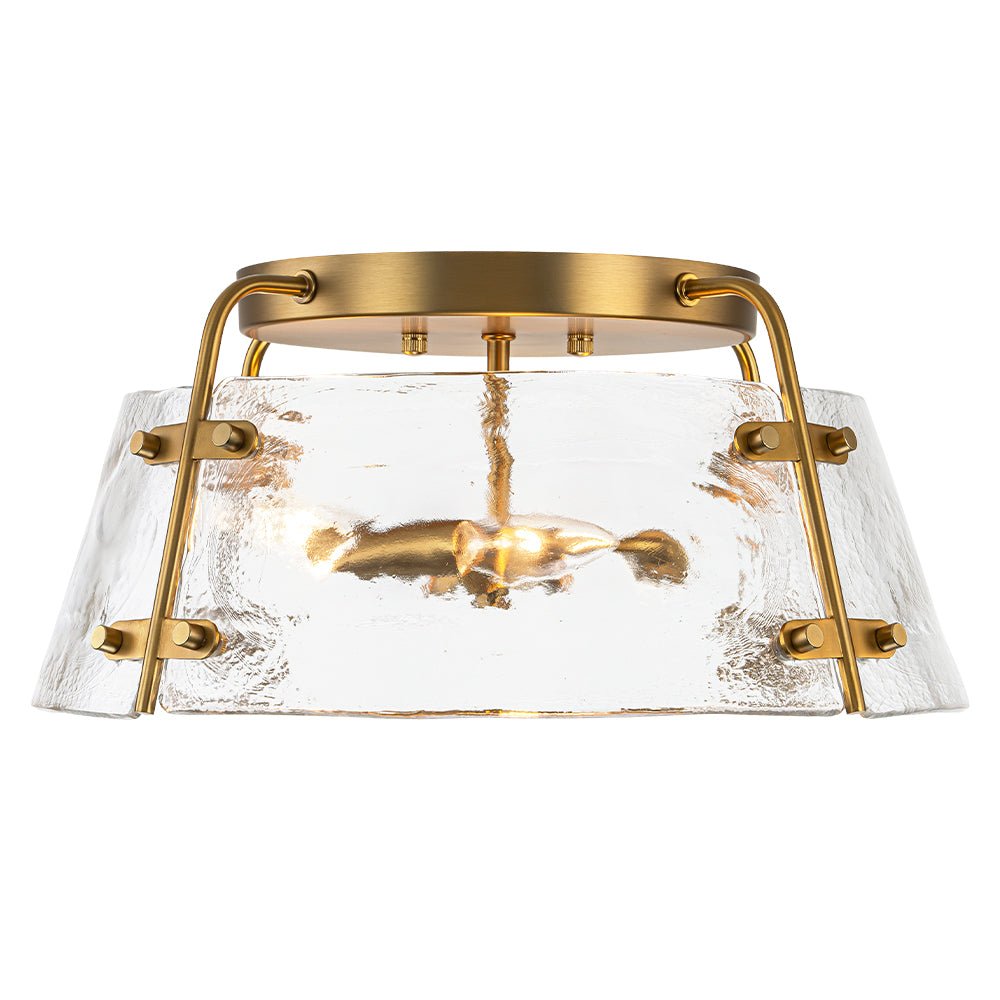 Ornuvo Mid-Century Clear Textured Glass Flush Mount Light