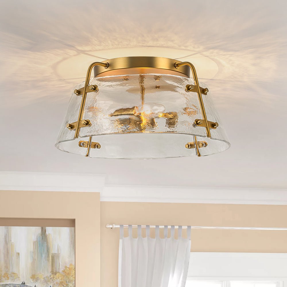Ornuvo Mid-Century Clear Textured Glass Flush Mount Light