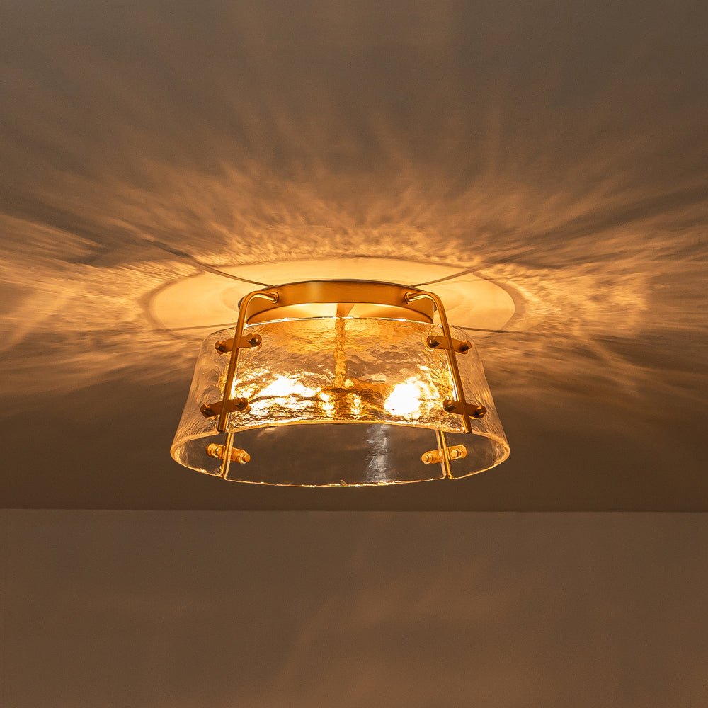 Ornuvo Mid-Century Clear Textured Glass Flush Mount Light