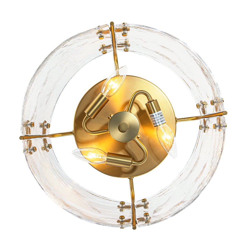 Ornuvo Mid-Century Clear Textured Glass Flush Mount Light
