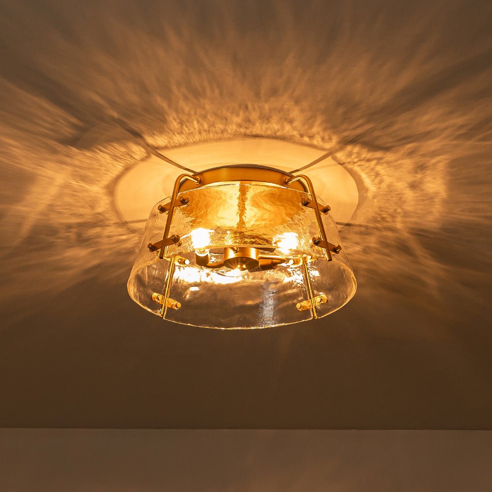 Ornuvo Mid-Century Clear Textured Glass Flush Mount Light