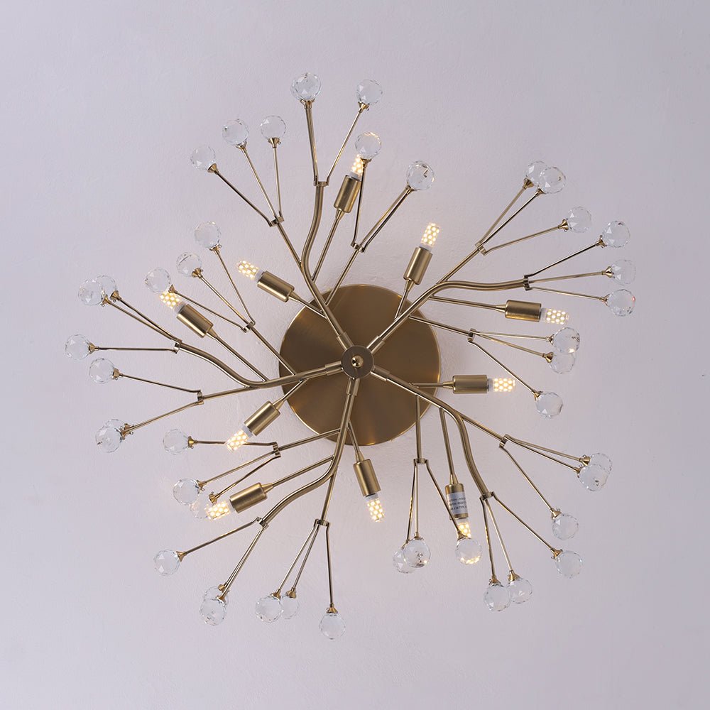 Himinuvox Mid-Century Firework Branching Crystal Semi Flush Mount Ceiling Light