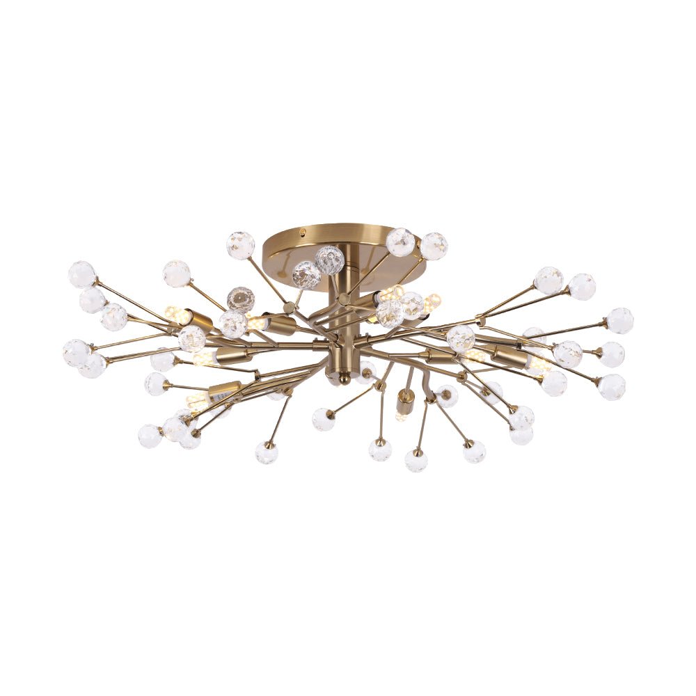 Himinuvox Mid-Century Firework Branching Crystal Semi Flush Mount Ceiling Light
